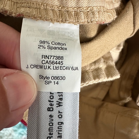 J. Crew Andie Khaki Chino Pants Cotton Tan with Red Piping Trim Size 2 - Picture 9 of 13